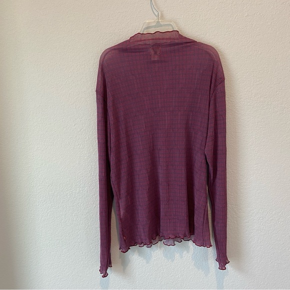 Levi’s Second Skin Mockneck Festival Blouse With Lettuce Edge Trim Size XL - Picture 8 of 8